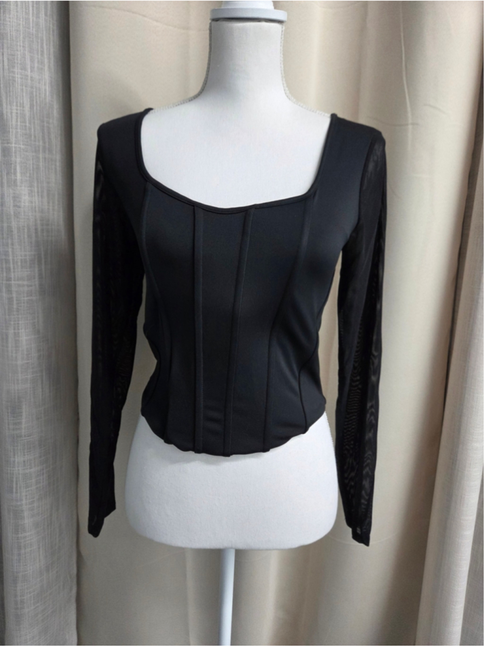 NWT Express Black Corset-Style Top Contour Size S Vamp Goth